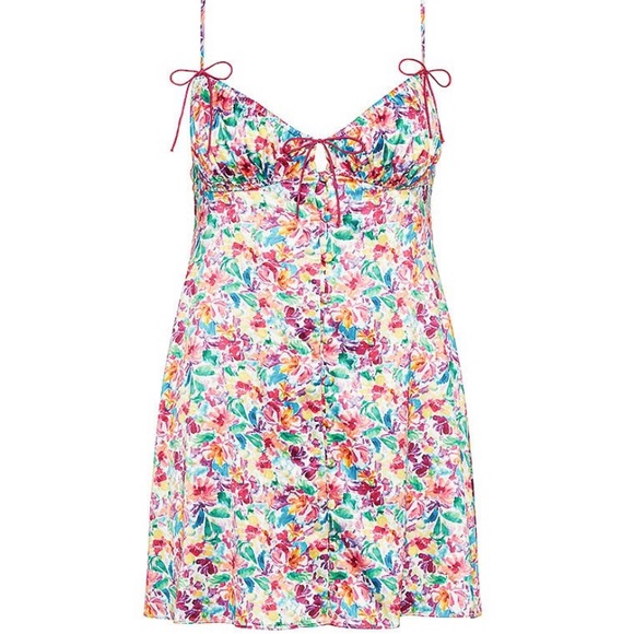 NEW: For Love & Lemons Watercolor Floral Slip Dress - Picture 3 of 5